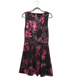 Cynthia Rowley Watercolor Floral Fit Flare Dress Sz 2